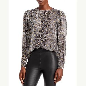 AQUA Printed Puff Shoulder Top - Bloomingdale's Exclusive NWT